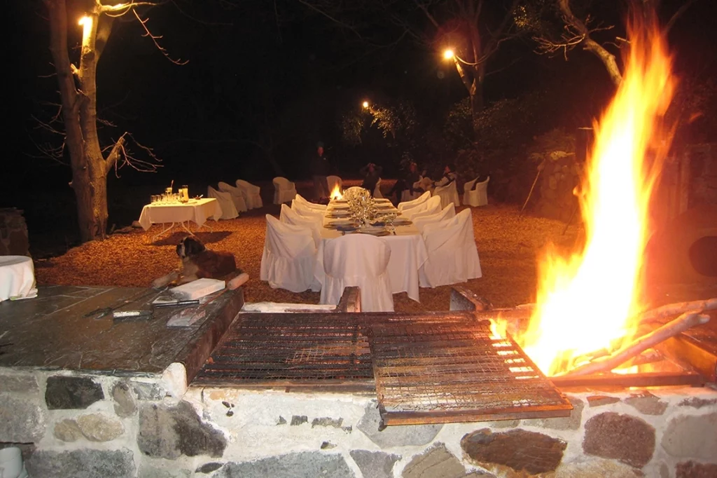 Heli Skiing Chile - fire at dinner copy