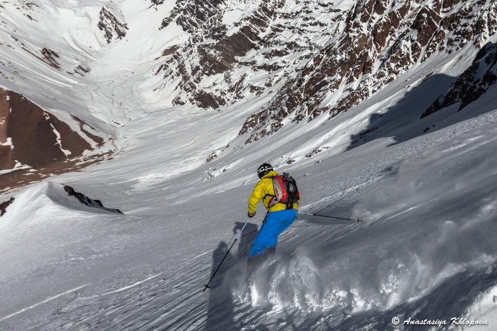 Chile heli skiing - skier